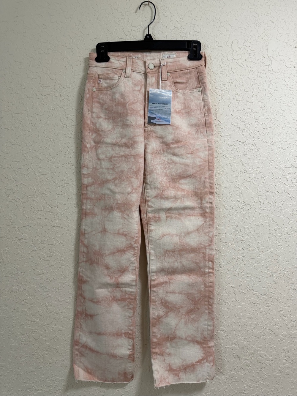 Ag Adriano Goldschmied Blush Tie-Dye Straight-Leg Jeans